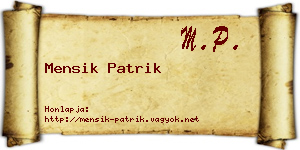 Mensik Patrik névjegykártya